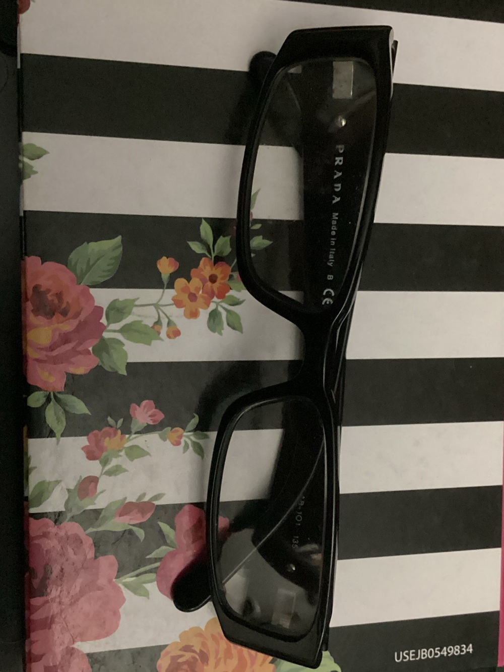 Prada Black Rectangular Eyewear with Subtle Gloss